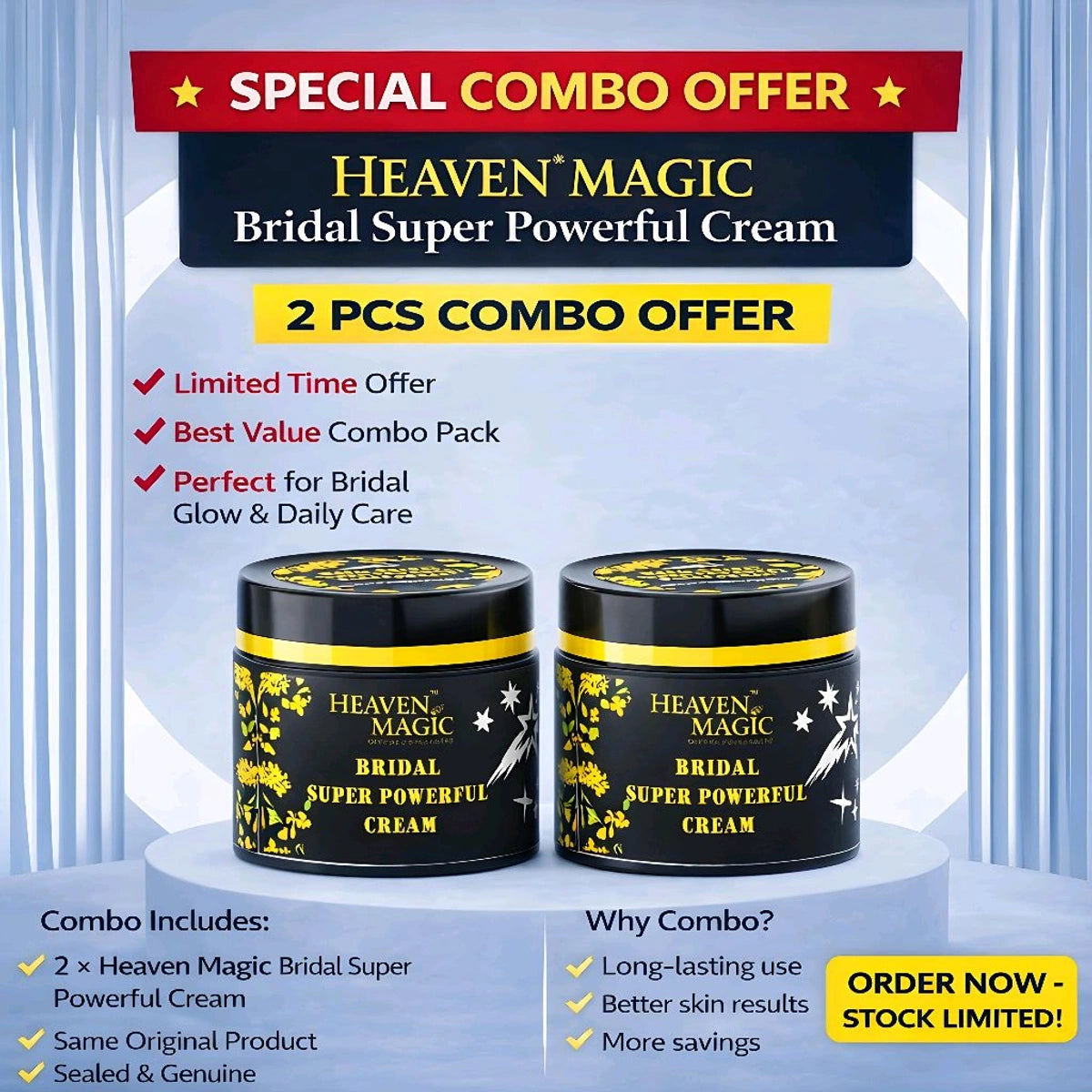 2 Pcs Combo Offer Heaven Magic Bridal Super Powerful Cream for Face